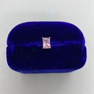 💛 925 Pink Rectangular Cut CZ Single Stud